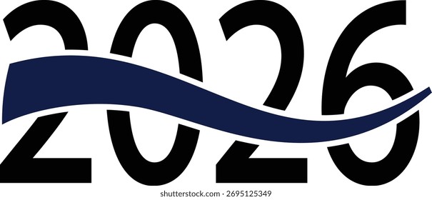 Concepto de logotipo de onda dinámica 2026: diseño audaz de Vector para el Nuevo año, evento o visión empresarial