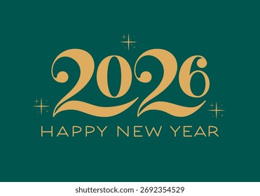 2026 Elegance Design. Elegante Typo. Tipografía feliz del año Nuevo. 