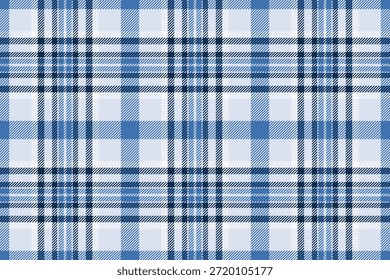 Vector de fondo de tela 2026, tartán inconsútil textil de filigrana. Revista de verificación de la textura del patrón de cuadros en la paleta de colores azul y claro.