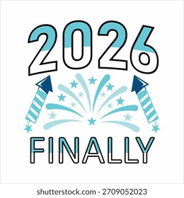 2026 Finalmente vetor de celebração com fogos de artifício e foguetes