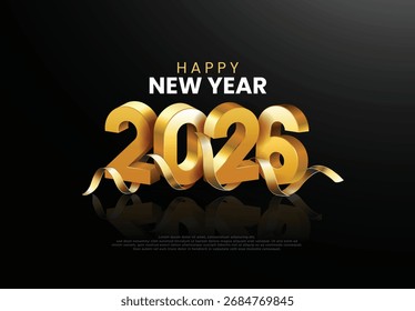 2026 flache Kunst Typografie Illustration Logo für glückliches neues Jahr