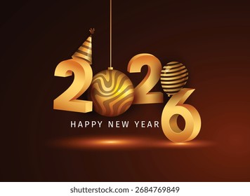 Logotipo de ilustración de tipografía de arte plano 2026 para feliz año nuevo