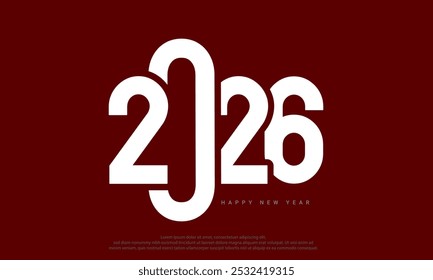 Diseño de tipografía plana 2026 para la feliz celebración del año Nuevo. Ilustración vectorial.