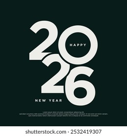 2026 Flat Typography Design for New Year Celebration. 2026 Number Design Vector Illustration.