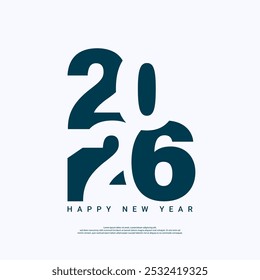 2026 Flache Typografie Design für Neujahr Feier. 2026 Zahl Design Vektor Illustration.