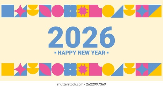 2026. Geometric background with new year. Brutalism. Vector.