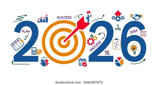 Plano de metas de 2026 no Ano Novo, plano de negócios anual para atingir a meta e o sucesso no ano de 2026