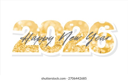 2026 Gold Neues Jahr, Vektorbanner.