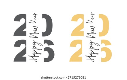 2026 Gold Neues Jahr, Vektorbanner.