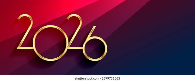 2026 golden typography new year banner with empty space vector