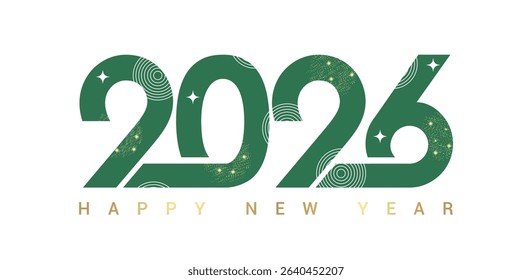 2026 green calligraphy clipart design. Happy new year greeting text with 2026 logo in white background for year of the horse calendar trendy design vector illustration. 
