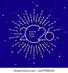 2026 greeting card, happy New Year poster, gold fireworks