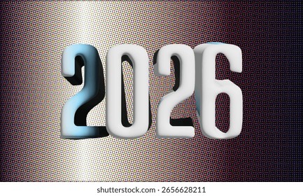 2026 modelo de design de saudação com texto 3D colorido