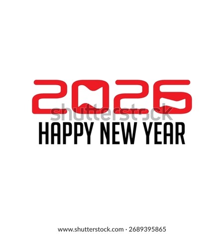 2026 Hand-Drawn Typography Vector: Casual Layered Happy New Year Design for Scrapbooking, Handmade Card, T-Shirt and Playful Event Promotion
