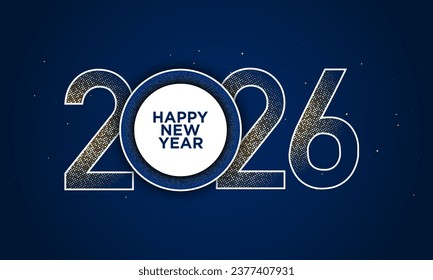 2026 - Happy New Year Background Design. Grußkarte, Banner, Poster. Vektorgrafik.