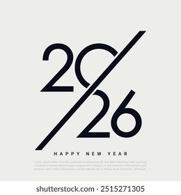 2026 Feliz Año Nuevo Diseño de Fondo. 2026 Año Nuevo Ilustración vectorial de tipografía plana.