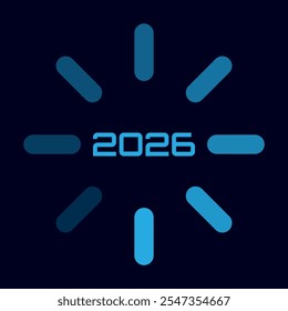 2026 Feliz Ano Novo Projeto de Fundo. Texto de 2026 com conceito de carregamento. Ilustração de vetor.