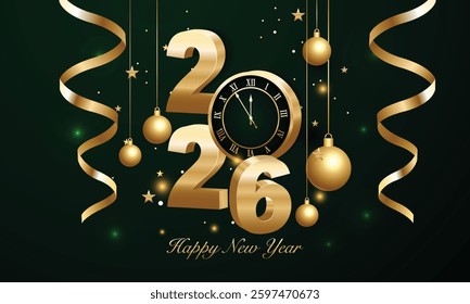 2026 Happy New Year Background Design. Greeting Card, Banner, Poster. Vector Illustration.