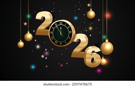 2026 Happy New Year Background Design. Greeting Card, Banner, Poster. Vector Illustration.