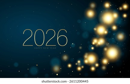 2026 Happy New Year Background Design. Golden 2026 Happy New Year Lettering. Vector Illustration.
