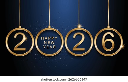 2026 Frohes neues Jahr Hintergrunddesign. Grußkarte, Banner, Poster. Vektorgrafik.