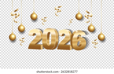2026 Happy New Year Background Design. Greeting Card, Banner, Poster. Vector Illustration.