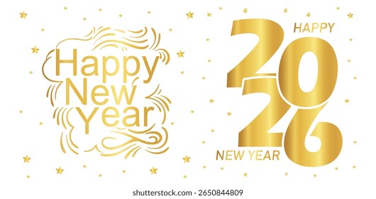 2026 happy new year background banner with illustrations of shiny luxury gold numbers. Premium vector design for celebration.
