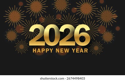 2026 Happy New year background with fireworks design
