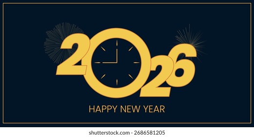 2026 happy new year background banner with illustrations of shiny luxury gold numbers. Premium vector design for celebration.