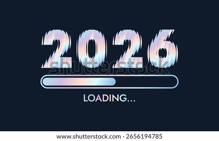 2026 Happy New Year Background. Loading bar with Modern geometric prism 2026 Number on dark blue background. Vector Illustration for New Year 2026 greeting card, banner, poster, flyer festive design.
