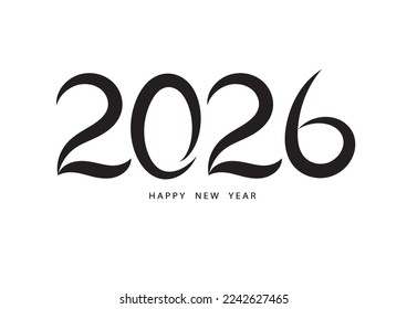 2026 happy new year black color vector, 2026 number design, 2026 year vector illustration,  Black lettering number template, typography logo, new year celebration, Holiday greeting card design
