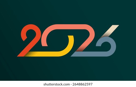 2026 Happy New Year Celebration Design. Greeting Card, Banner, Poster. Vector Illustration.