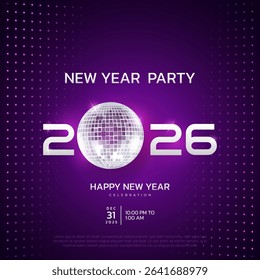 2026 Happy New Year club poster Background for your Flyers and Greetings Card graphic or new year themed party invitations. 2026 New Year Party Celebration invitation design.
