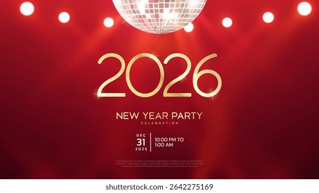 2026 Happy New Year club poster Background for your Flyers and Greetings Card graphic or new year themed party invitations. 2026 New Year Party Celebration invitation design.