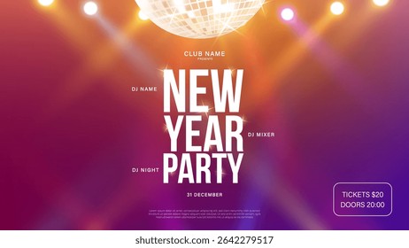 2026 Happy New Year club poster Background for your Flyers and Greetings Card graphic or new year themed party invitations. 2026 New Year Party Celebration invitation design.