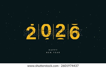 2026 Happy New Year count down greeting card creative concept design. Vector Illustration.