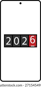 2026 Happy new year countdown. New Year Countdown Background. Happy new year 2026 vector illustration with counter on laptop. Countdown Timer Happy New Year