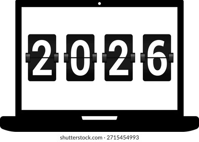 2026 Happy new year countdown. New Year Countdown Background. Happy new year 2026 vector illustration with counter on laptop. Countdown Timer Happy New Year