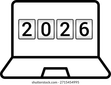 2026 Happy new year countdown. New Year Countdown Background. Happy new year 2026 vector illustration with counter on laptop. Countdown Timer Happy New Year