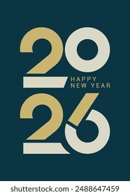 2026, Happy New Year 2026, Design template with typography logo 2026 for celebration and season decoration. Minimalist New Logo.