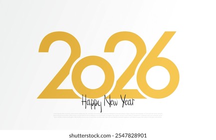 2026 Happy New Year Design with golden number. 2026 Flat New Year Number Design Vector Illustration.