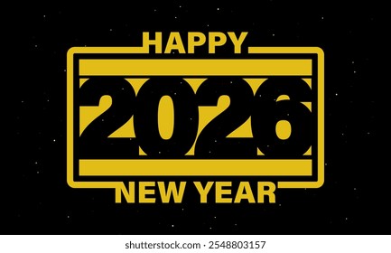 2026 Happy New Year Design with outer space concept. Banner, Poster, Greeting Card. Vector Illustration.