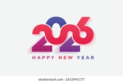 2026, Happy New Year 2026, Design template with typography logo 2026 for celebration and season decoration. Minimalist New Logo.