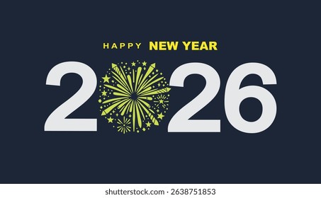 2026 Happy New Year design vector. colorful fireworks and trendy new year 2026 design template.