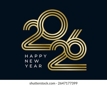 2026 Happy New Year design vector illustration. Unique 2026 logo design template. In gold color