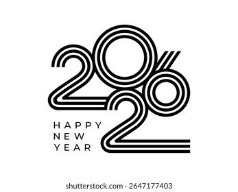 2026 Happy New Year design vector illustration. Unique 2026 logo design template.
