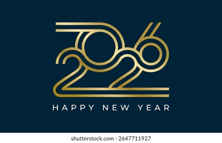 2026 Happy New Year design vector illustration. Unique 2026 logo design template. In gold color