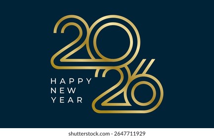 2026 Happy New Year design vector illustration. Unique 2026 logo design template. In gold color