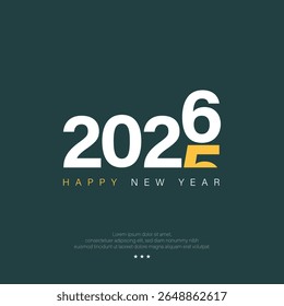 2026 Happy New Year Design with illustration of the number five sinking replaced by the number six. Brochure, Greeting Card, Banner, Poster. Vector Illustration.