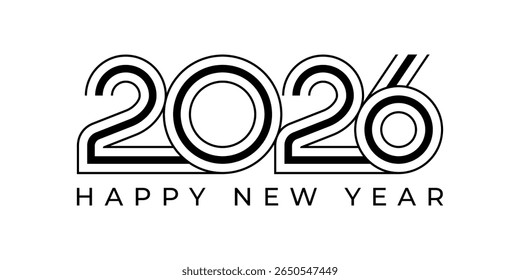 2026 Happy New Year design vector illustration. Unique 2026 logo design template.